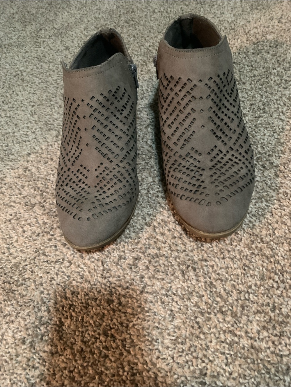 Women's Gray Perforated Ankle Booties